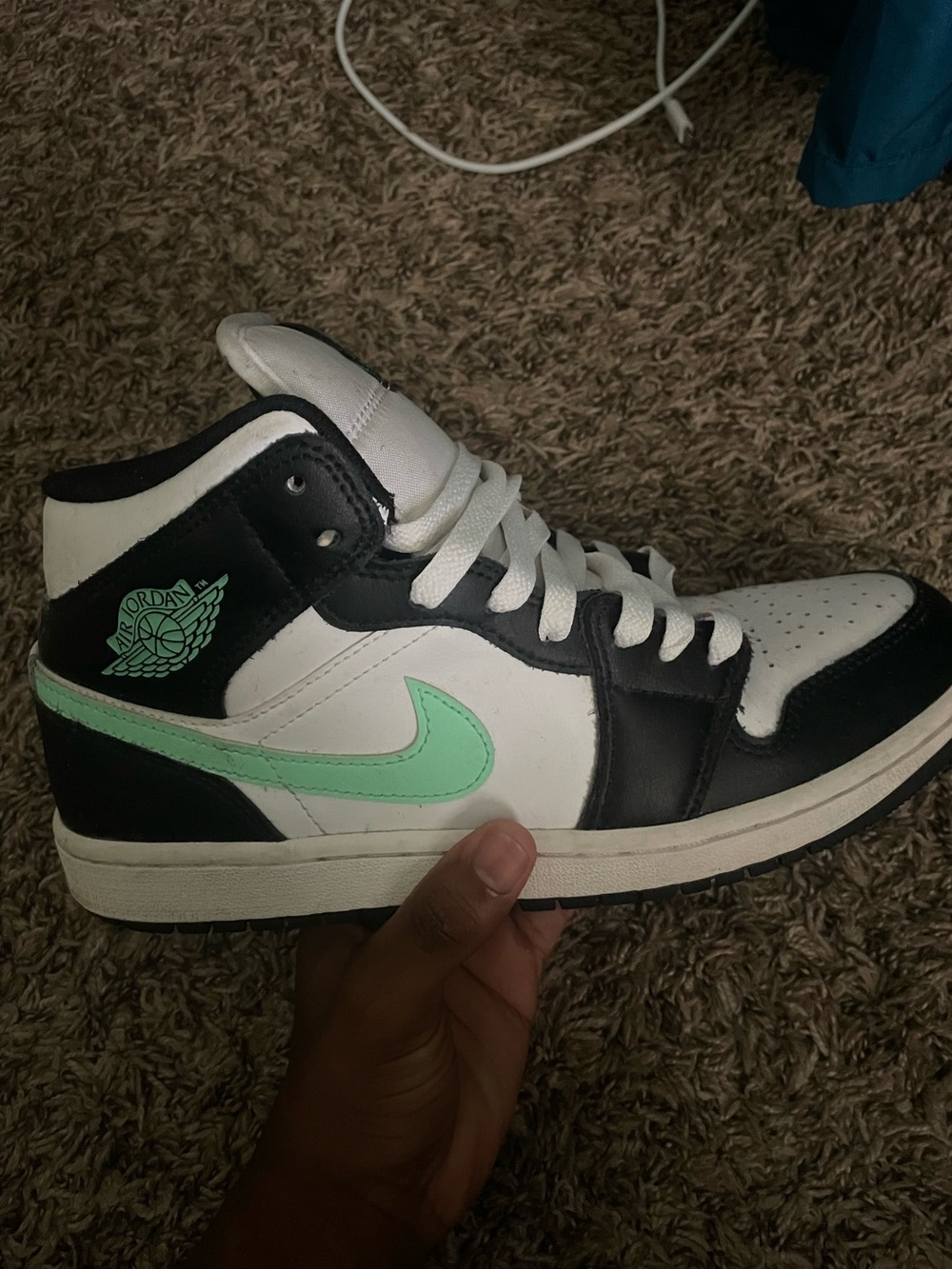 Jordan Mid-Top Sneakers in White, Black & Mint
